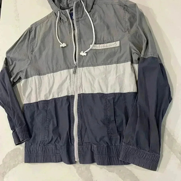 American Rag Cie Jacket Full Zip Windbreaker Track Gray Colorblock Men’s Large - Picture 2 of 5